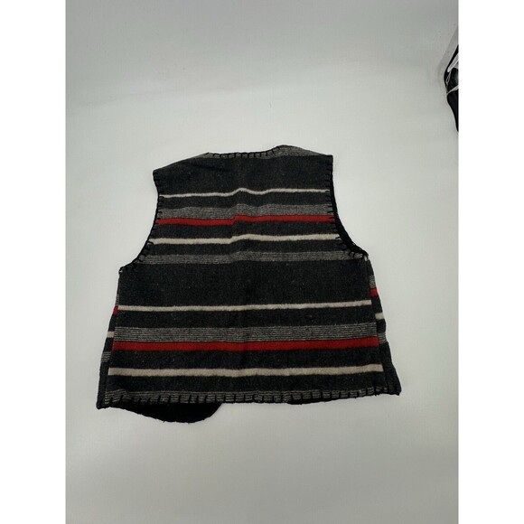 Studio  wool Vest Sz M  Wool Blend Southwestern Aztec Conchos Red Gray Black Ope - Picture 6 of 6